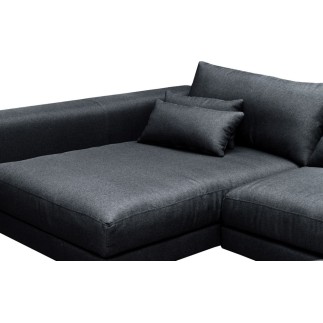 Canapé d'angle en tissu luxe 5 places, BERGAMO, gris foncé, angle gauche (vu de face)
