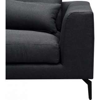 Canapé d'angle en tissu luxe 5 places, BERGAMO, gris foncé, angle gauche (vu de face)
