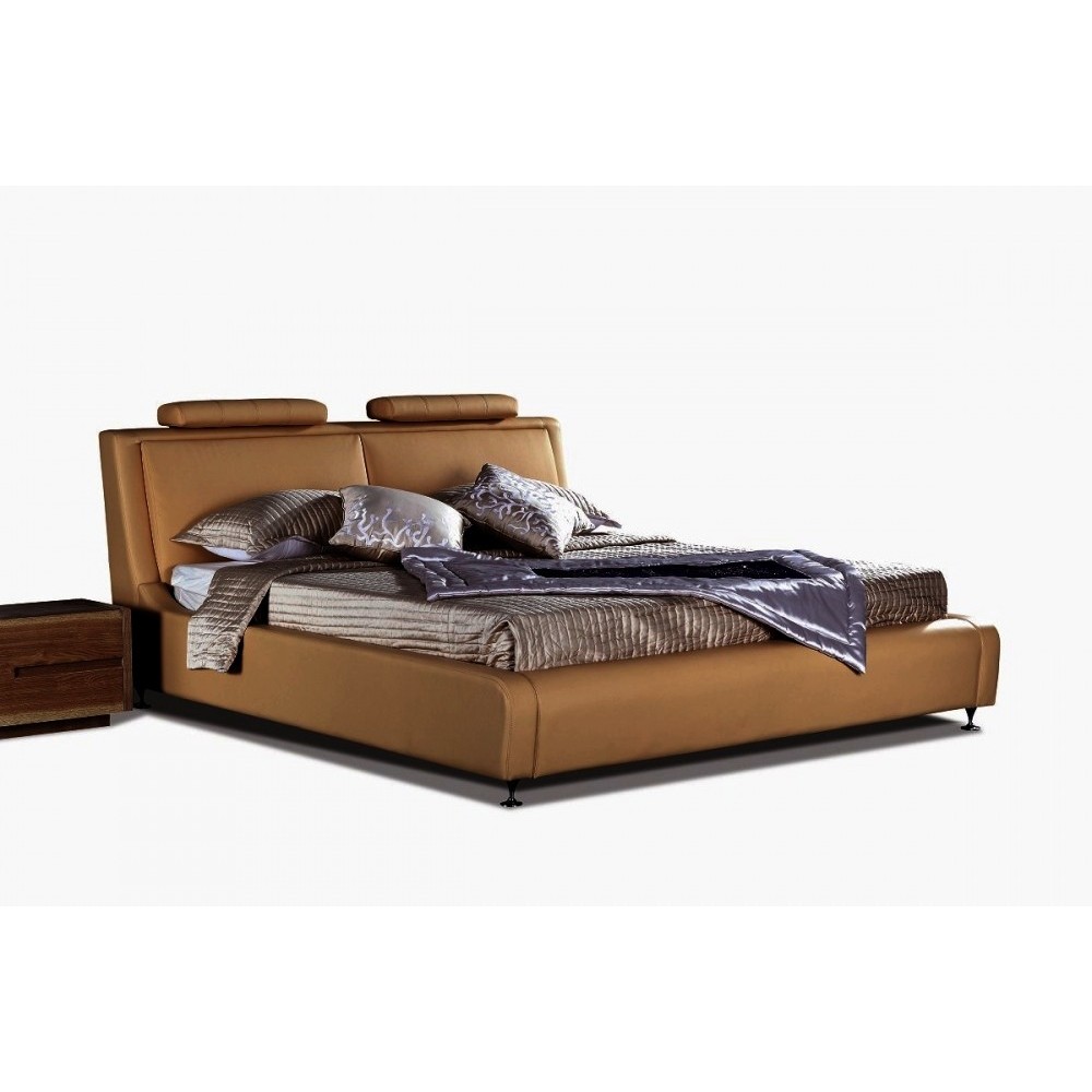 Lit en cuir italien de luxe LIVOURNE 180x200, marron.