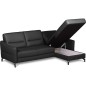 Canapé d'angle convertible en cuir italien luxe 5 places, FARINI, coffre, noir, angle droit Canapé d'angle convertible en cuir italien luxe 5 places, FARINI, coffre, noir, angle droit