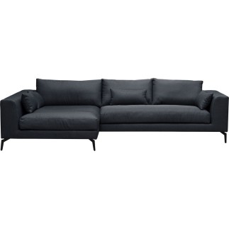 Canapé d'angle - en tissu luxe 5 places, BERGAMO, gris anthracite, angle gauche (vu de face)