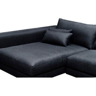 Canapé d'angle - en tissu luxe 5 places, BERGAMO, gris anthracite, angle gauche (vu de face)