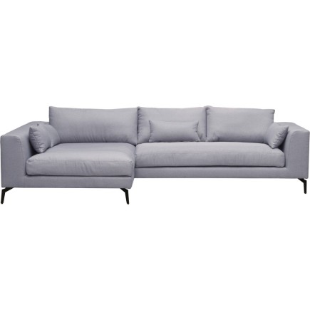 Canapé d'angle en tissu luxe 5 places, BERGAMO, gris, angle gauche (vu de face)