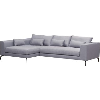 Canapé d'angle en tissu luxe 5 places, BERGAMO, gris, angle gauche (vu de face)
