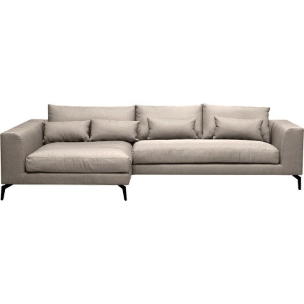 Canapé d'angle en tissu luxe 5 places, BERGAMO, beige, angle gauche (vu de face)