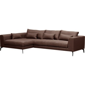 Canapé d'angle en tissu luxe 5 places, BERGAMO, marron, angle gauche (vu de face)