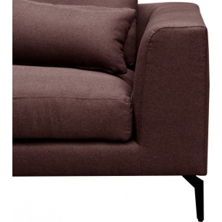 Canapé d'angle en tissu luxe 5 places, BERGAMO, marron, angle gauche (vu de face)