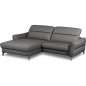 Canapé d'angle convertible en cuir italien luxe 5 places, MANZONI, coffre, gris foncé, angle gauche Canapé d'angle convertible en cuir italien luxe 5 places, MANZONI, coffre, gris foncé, angle gauche