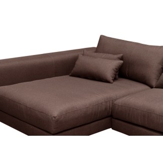 Canapé d'angle en tissu luxe 5 places, BERGAMO, marron, angle gauche (vu de face)