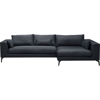 Canapé d'angle en tissu luxe 5 places, BERGAMO, gris anthracite, angle droit (vu de face)