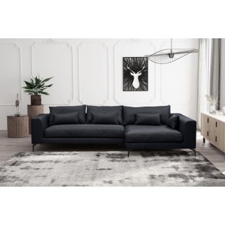 Canapé d'angle en tissu luxe 5 places, BERGAMO, gris anthracite, angle droit (vu de face)