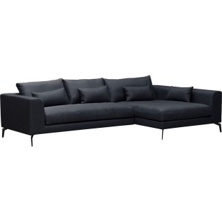 Canapé d'angle en tissu luxe 5 places, BERGAMO, gris anthracite, angle droit (vu de face)