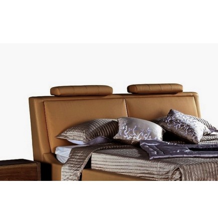 Lit en cuir italien de luxe LIVOURNE 160x200, marron.