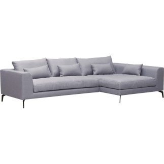 Canapé d'angle en tissu luxe 5 places, BERGAMO, gris, angle droit(vu de face)