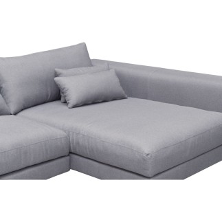 Canapé d'angle en tissu luxe 5 places, BERGAMO, gris, angle droit(vu de face)