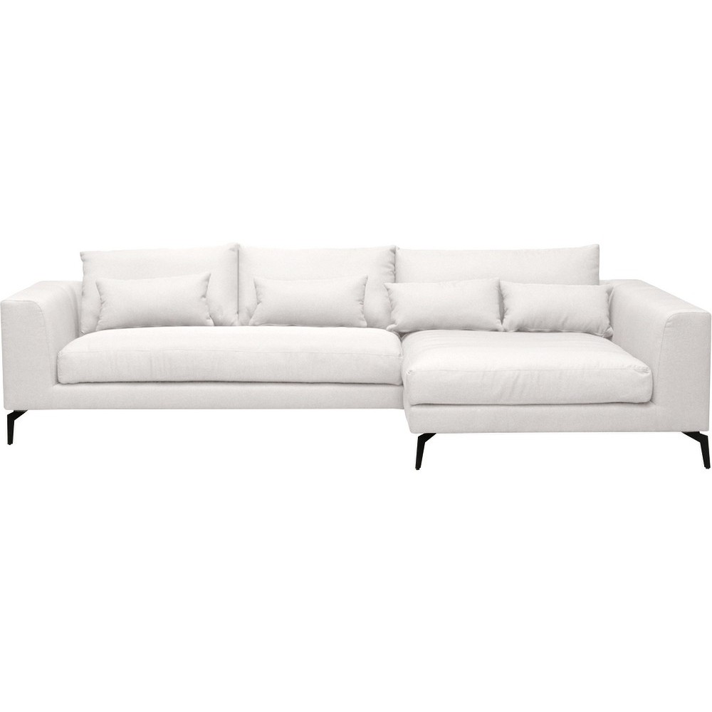 Canapé d'angle en tissu luxe 5 places, BERGAMO, blanc, angle droit (vu de face) Canapé d'angle en tissu luxe 5 places, BERGAMO, blanc, angle droit (vu de face)