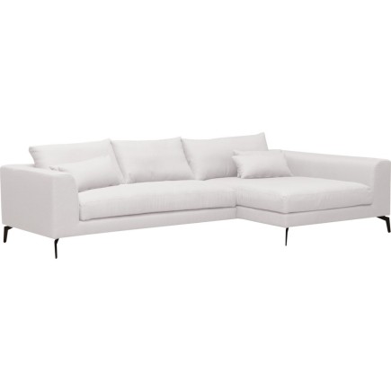 Canapé d'angle en tissu luxe 5 places, BERGAMO, blanc, angle droit (vu de face)