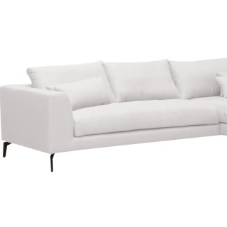Canapé d'angle en tissu luxe 5 places, BERGAMO, blanc, angle droit (vu de face)