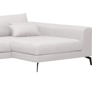 Canapé d'angle en tissu luxe 5 places, BERGAMO, blanc, angle droit (vu de face)