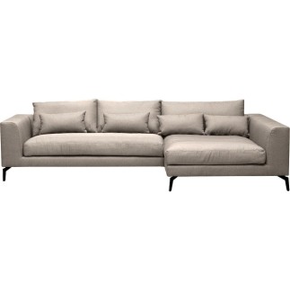Canapé d'angle en tissu luxe 5 places, BERGAMO, beige, angle droit (vu de face)