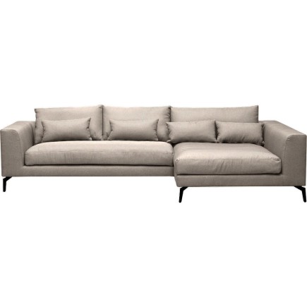 Canapé d'angle en tissu luxe 5 places, BERGAMO, beige, angle droit (vu de face)