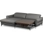 Canapé d'angle convertible en cuir italien luxe 5 places, MANZONI, coffre, gris foncé, angle gauche Canapé d'angle convertible en cuir italien luxe 5 places, MANZONI, coffre, gris foncé, angle gauche