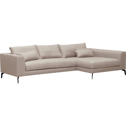 Canapé d'angle en tissu luxe 5 places, BERGAMO, beige, angle droit (vu de face)