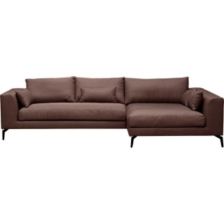 Canapé d'angle en tissu luxe 5 places, BERGAMO, marron, angle droit (vu de face)