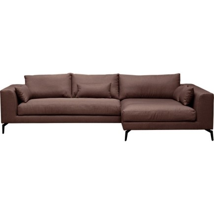 Canapé d'angle en tissu luxe 5 places, BERGAMO, marron, angle droit (vu de face)