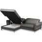 Canapé d'angle convertible en cuir italien luxe 5 places, MANZONI, coffre, gris foncé, angle gauche Canapé d'angle convertible en cuir italien luxe 5 places, MANZONI, coffre, gris foncé, angle gauche
