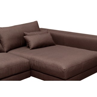 Canapé d'angle en tissu luxe 5 places, BERGAMO, marron, angle droit (vu de face)