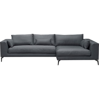 Canapé d'angle en tissu luxe 5 places, BERGAMO, gris foncé, angle droit (vu de face)