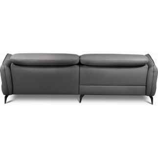 Canapé d'angle convertible en cuir italien luxe 5 places, MANZONI, coffre, gris foncé, angle gauche