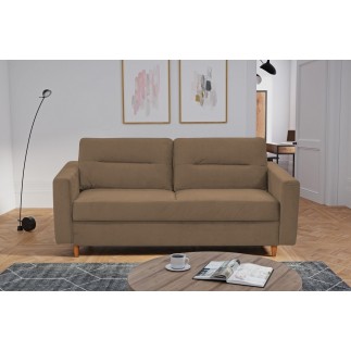 Canapé 3 places convertible en velours de luxe ATHENES, marron