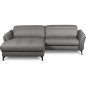 Canapé d'angle convertible en cuir italien luxe 5 places, MANZONI, coffre, gris foncé, angle gauche Canapé d'angle convertible en cuir italien luxe 5 places, MANZONI, coffre, gris foncé, angle gauche