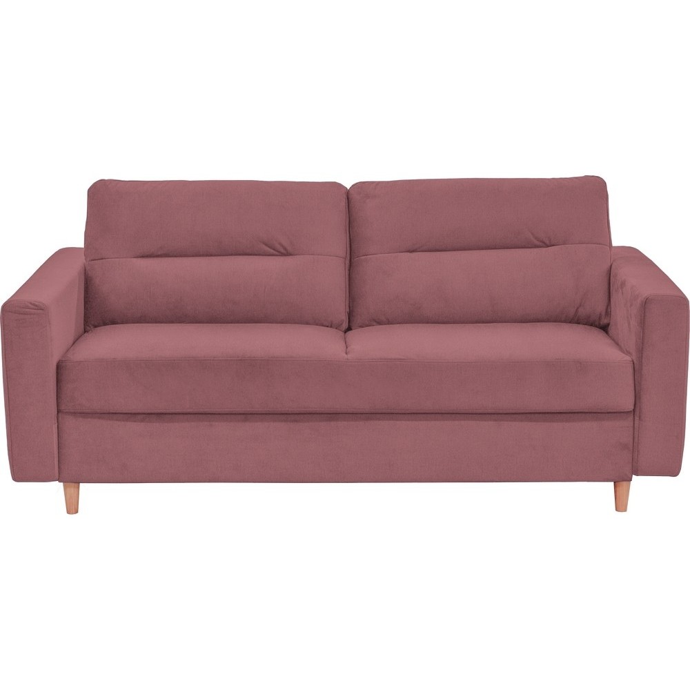 Canapé 3 places convertible en velours de luxe ATHENES, rose pale