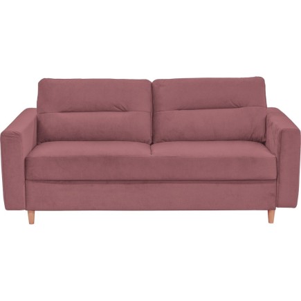 Canapé 3 places convertible en velours de luxe ATHENES, rose pale