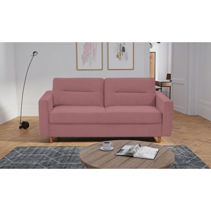 Canapé 3 places convertible en velours de luxe ATHENES, rose pale