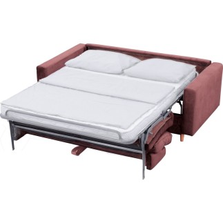 Canapé 3 places convertible en velours de luxe ATHENES, rose pale