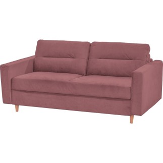 Canapé 3 places convertible en velours de luxe ATHENES, rose pale
