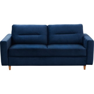 Canapé 3 places convertible en velours de luxe ATHENES, bleu foncé