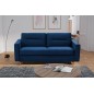 Canapé 3 places convertible en velours de luxe ATHENES, bleu foncé