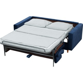Canapé 3 places convertible en velours de luxe ATHENES, bleu foncé