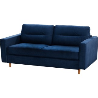 Canapé 3 places convertible en velours de luxe ATHENES, bleu foncé