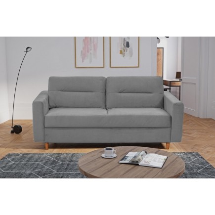 Canapé 3 places convertible en velours de luxe ATHENES, gris