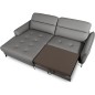 Canapé d'angle convertible en cuir italien luxe 5 places, MANZONI, coffre, gris foncé, angle gauche Canapé d'angle convertible en cuir italien luxe 5 places, MANZONI, coffre, gris foncé, angle gauche