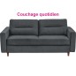 Canapé 3 places convertible en velours de luxe ATHENES, gris foncé