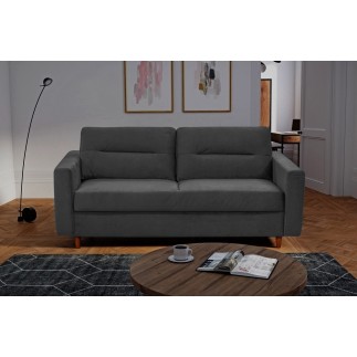 Canapé 3 places convertible en velours de luxe ATHENES, gris foncé