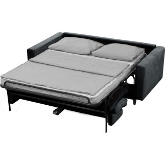 Canapé 3 places convertible en velours de luxe ATHENES, gris foncé