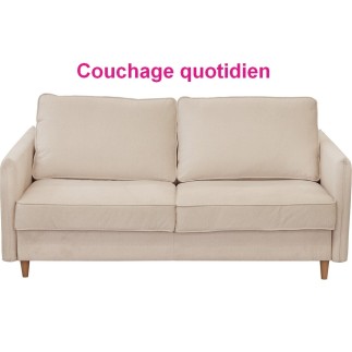Canapé 3 places convertible en velours de luxe LISA, beige